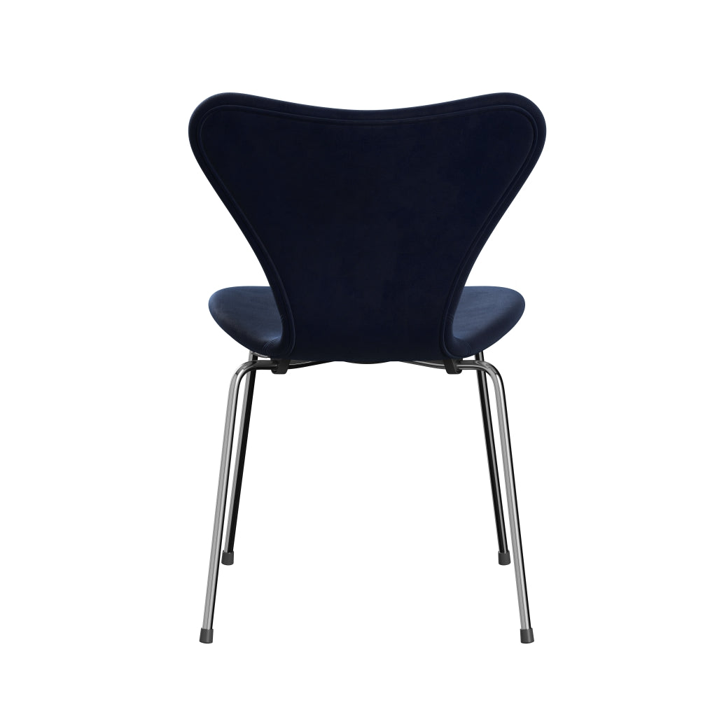 [product_category]-Fritz Hansen 3107 Chair Full Upholstery, Chrome/Belfast Velvet Midnight Blue-Fritz Hansen-3107FU-BEL062-CST-FRI-4
