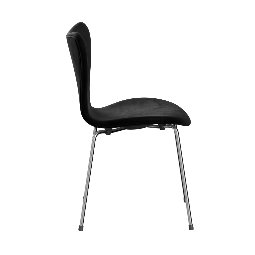 [product_category]-Fritz Hansen 3107 Chair Full Upholstery, Chrome/Belfast Velvet Night Black-Fritz Hansen-3107FU-BEL150-CST-FRI-3