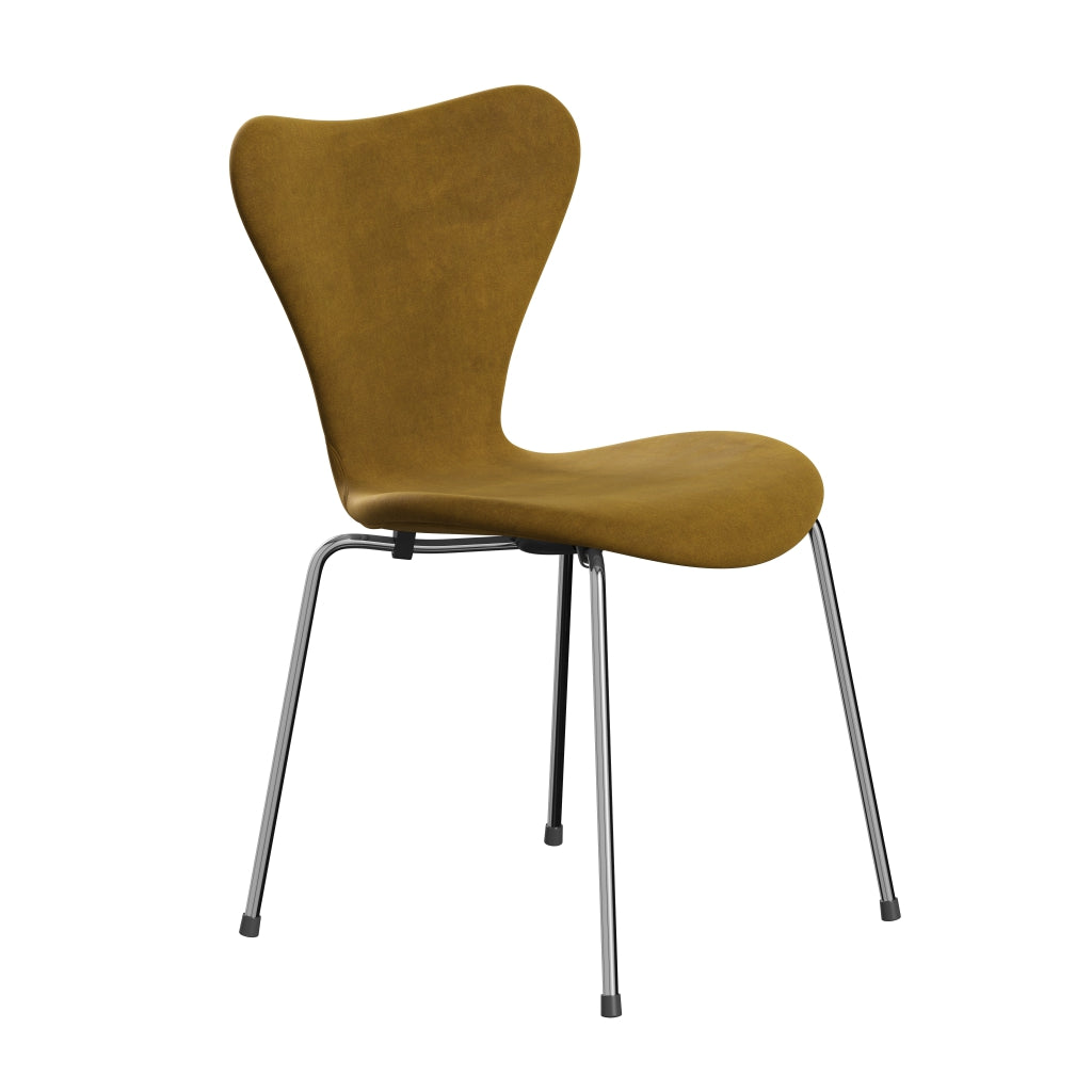 [product_category]-Fritz Hansen 3107 Chair Full Upholstery, Chrome/Belfast Velvet Soft Ochre-Fritz Hansen-3107FU-BEL926-CST-FRI-2