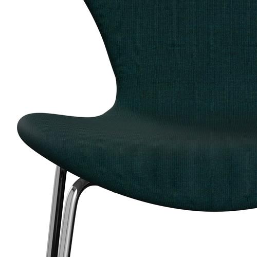 [product_category]-Fritz Hansen 3107 Chair Full Upholstery, Chrome/Canvas Dark Blue/Green-Fritz Hansen-3107FU-CA0984-CST-FRI-6