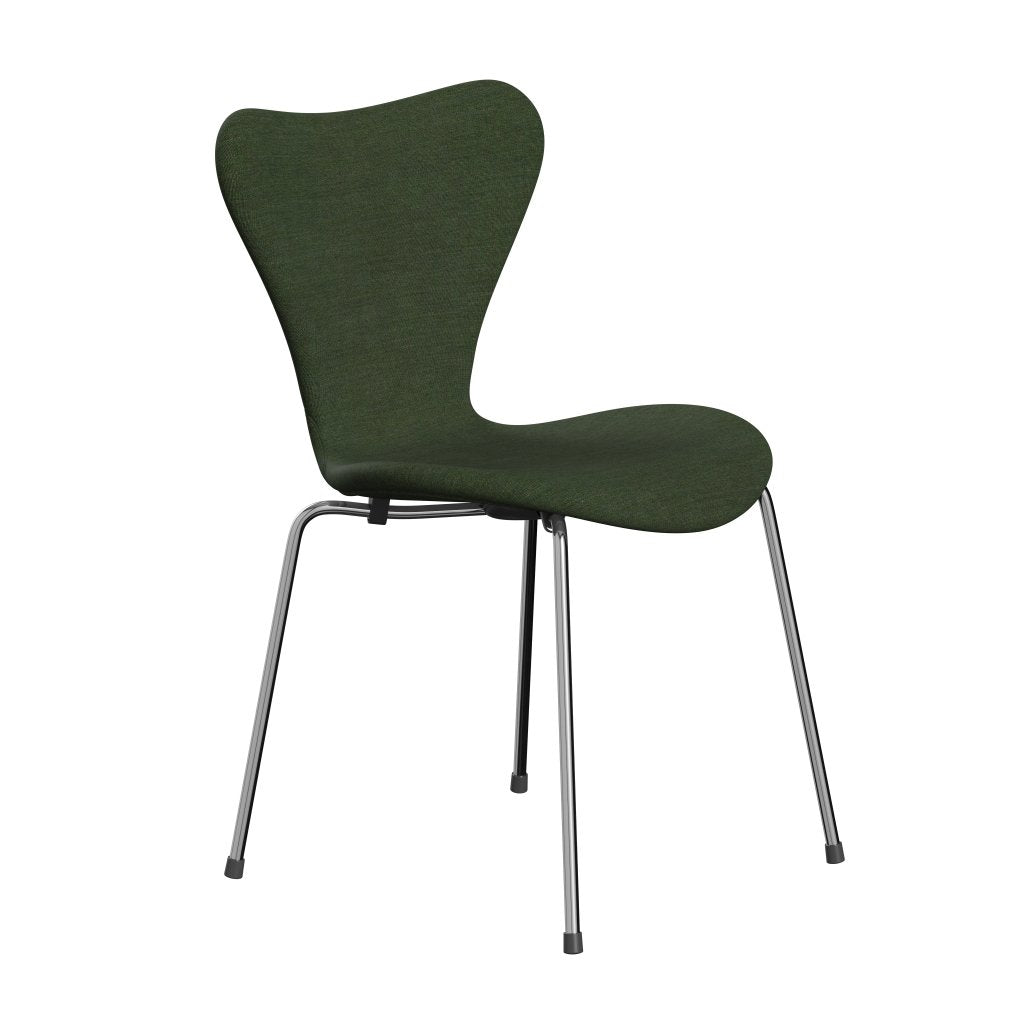 [product_category]-Fritz Hansen 3107 Chair Full Upholstery, Chrome/Canvas Light Green/Blue-Fritz Hansen-3107FU-CA0974-CST-FRI-2