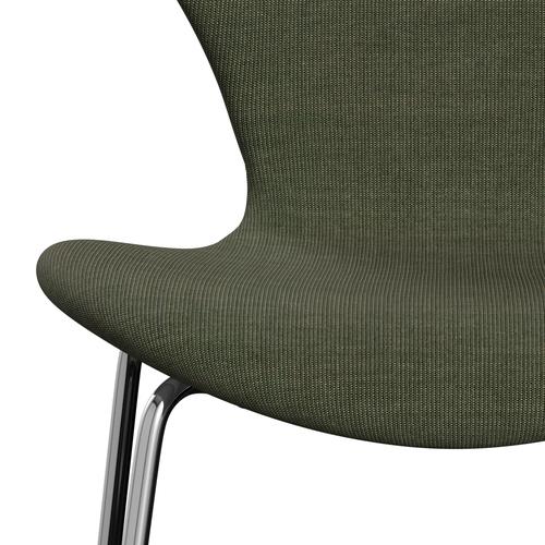 [product_category]-Fritz Hansen 3107 Chair Full Upholstery, Chrome/Canvas Moss Green-Fritz Hansen-3107FU-CA0926-CST-FRI-6