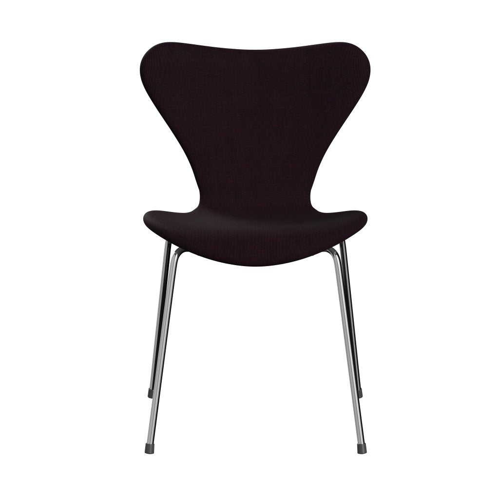 Fritz Hansen 3107 Stuhl Full Polstery, Chrom/Leinwand Ozean Violet