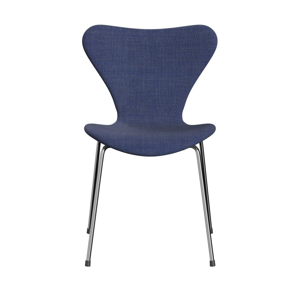 [product_category]-Fritz Hansen 3107 Chair Full Upholstery, Chrome/Canvas Washed Blue-Fritz Hansen-3107FU-CA0726-CST-FRI-1