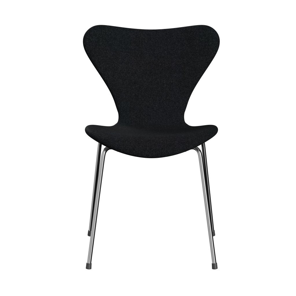 [product_category]-Fritz Hansen 3107 Chair Full Upholstery, Chrome/Divina Md Black-Fritz Hansen-3107FU-DMD193-CST-FRI-1