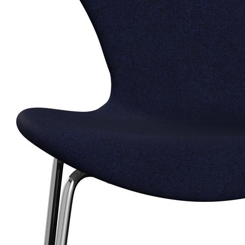 [product_category]-Fritz Hansen 3107 Chair Full Upholstery, Chrome/Divina Melange Dark Blue-Fritz Hansen-3107FU-DIM787-CST-FRI-6