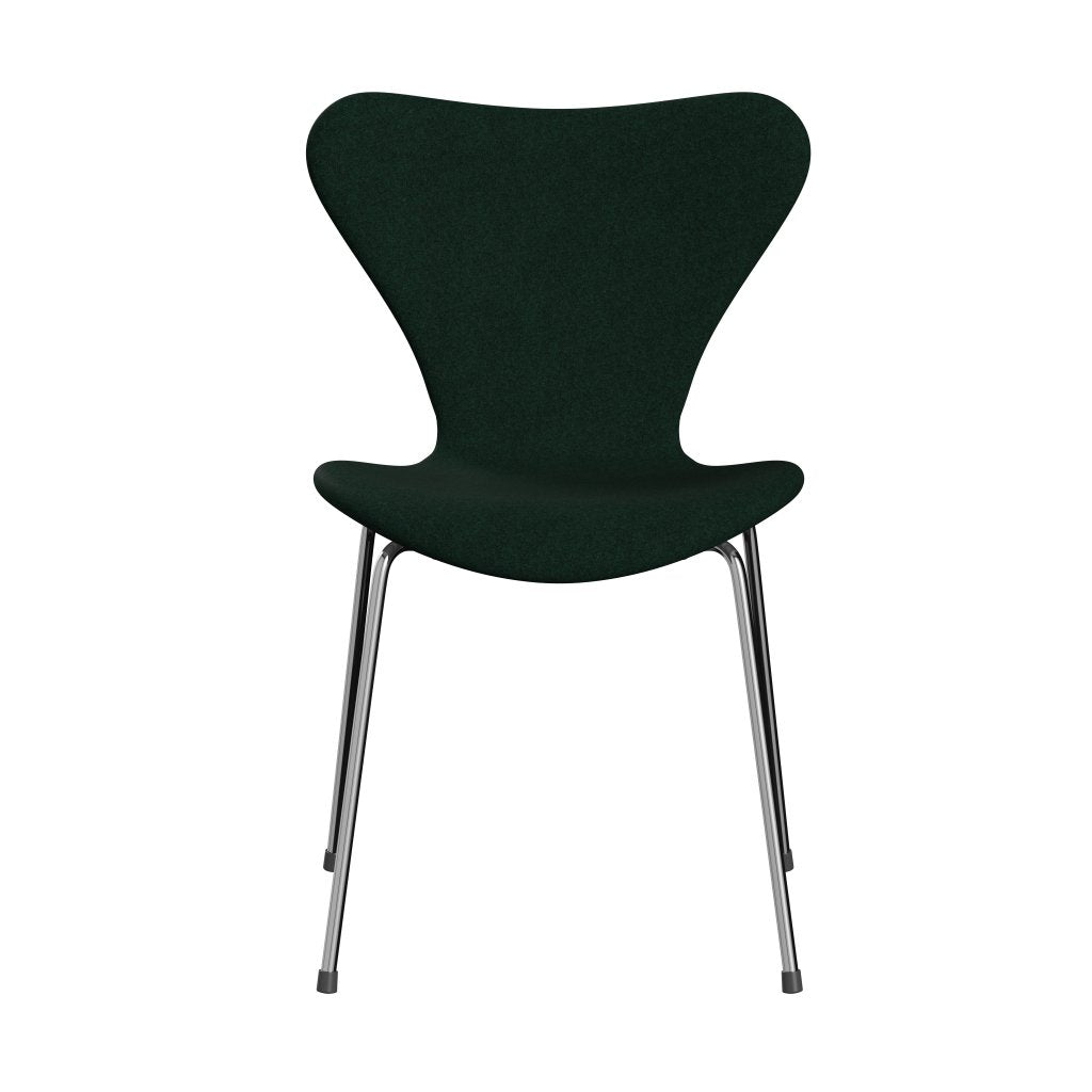 [product_category]-Fritz Hansen 3107 Chair Full Upholstery, Chrome/Divina Melange Dark Green-Fritz Hansen-3107FU-DIM871-CST-FRI-1