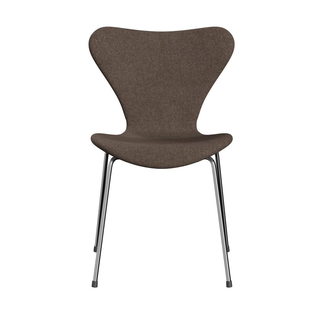 [product_category]-Fritz Hansen 3107 Chair Full Upholstery, Chrome/Divina Melange Dusty Brown-Fritz Hansen-3107FU-DIM260-CST-FRI-1