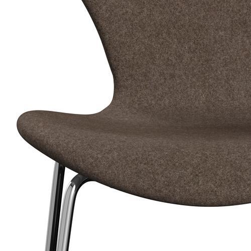 [product_category]-Fritz Hansen 3107 Chair Full Upholstery, Chrome/Divina Melange Dusty Brown-Fritz Hansen-3107FU-DIM260-CST-FRI-6