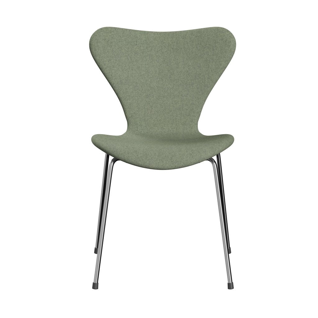 [product_category]-Fritz Hansen 3107 Chair Full Upholstery, Chrome/Divina Melange Light Green-Fritz Hansen-3107FU-DIM917-CST-FRI-1