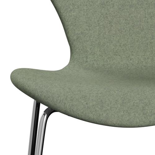 [product_category]-Fritz Hansen 3107 Chair Full Upholstery, Chrome/Divina Melange Light Green-Fritz Hansen-3107FU-DIM917-CST-FRI-6