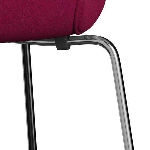 [product_category]-Fritz Hansen 3107 Chair Full Upholstery, Chrome/Divina Melange Lipstick Pink-Fritz Hansen-3107FU-DIM620-CST-FRI-7