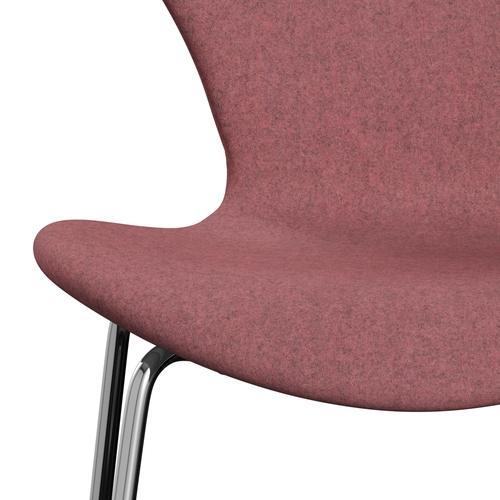 [product_category]-Fritz Hansen 3107 Chair Full Upholstery, Chrome/Divina Melange Pink-Fritz Hansen-3107FU-DIM617-CST-FRI-6