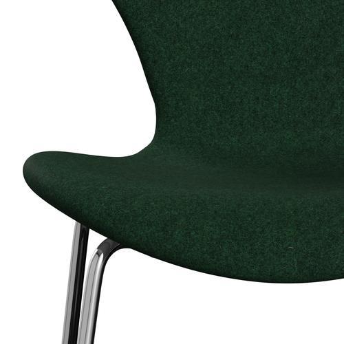 [product_category]-Fritz Hansen 3107 Chair Full Upholstery, Chrome/Divina Melange Warm Dark Green-Fritz Hansen-3107FU-DIM967-CST-FRI-6