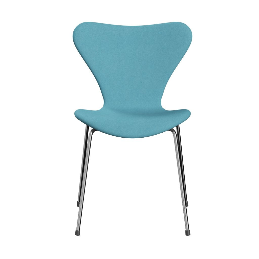 [product_category]-Fritz Hansen 3107 Chair Full Upholstery, Chrome/Divina Turquoise Light-Fritz Hansen-3107FU-DIV836-CST-FRI-1