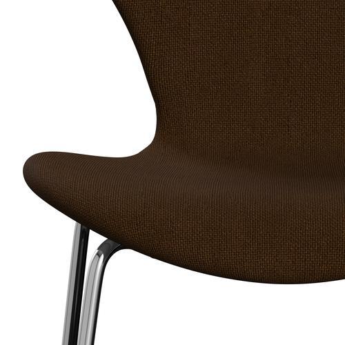 Fritz Hansen 3107 chaise complète complète, Chrome / Hallingdal Brown