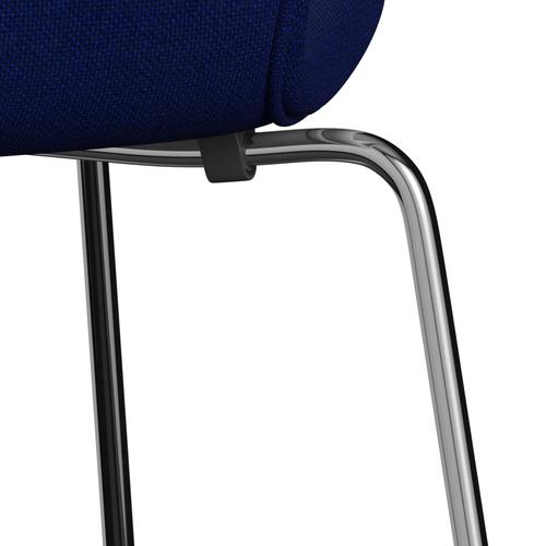 [product_category]-Fritz Hansen 3107 Chair Full Upholstery, Chrome/Hallingdal Dark Blue-Fritz Hansen-3107FU-HAL773-CST-FRI-7