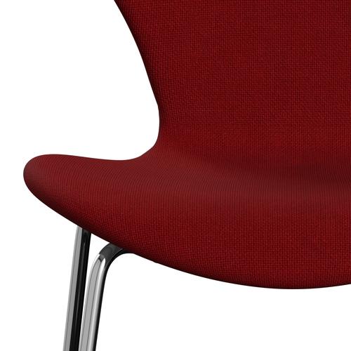 [product_category]-Fritz Hansen 3107 Chair Full Upholstery, Chrome/Hallingdal Red (Hal657)-Fritz Hansen-3107FU-HAL657-CST-FRI-6