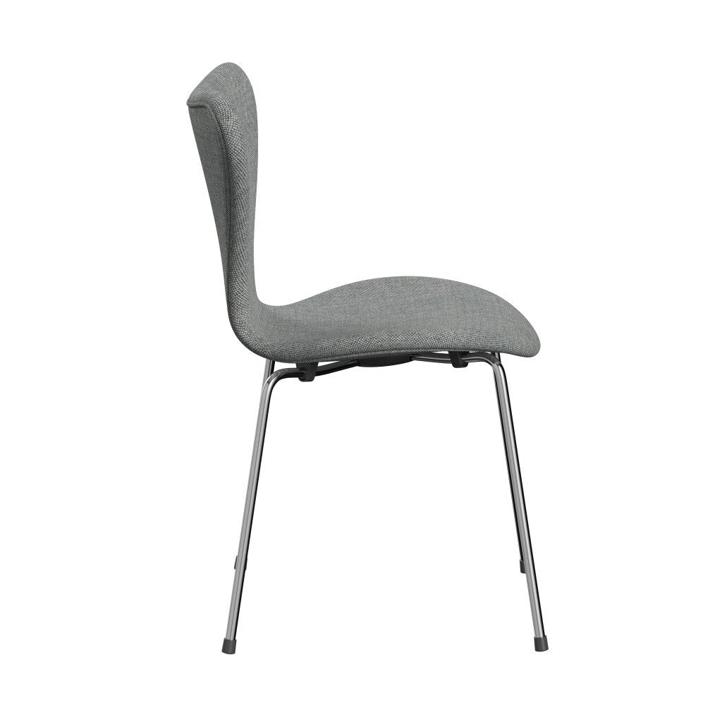 [product_category]-Fritz Hansen 3107 Chair Full Upholstery, Chrome/Hallingdal White Grey-Fritz Hansen-3107FU-HAL116-CST-FRI-3