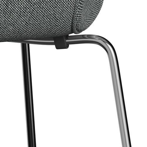 [product_category]-Fritz Hansen 3107 Chair Full Upholstery, Chrome/Hallingdal White/Brown-Fritz Hansen-3107FU-HAL126-CST-FRI-7