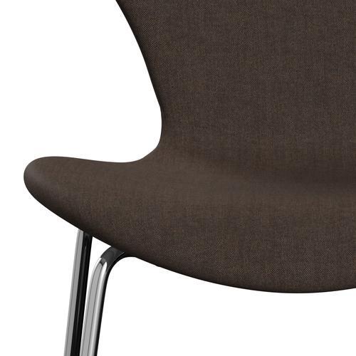 [product_category]-Fritz Hansen 3107 Chair Full Upholstery, Chrome/Remix Dark Brown (Rem356)-Fritz Hansen-3107FU-REM356-CST-FRI-6