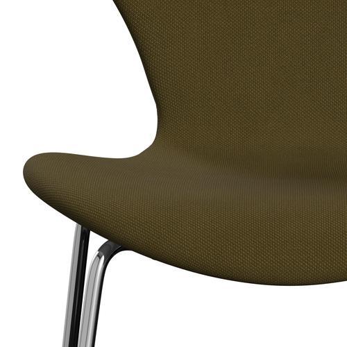 [product_category]-Fritz Hansen 3107 Chair Full Upholstery, Chrome/Steelcut Army Green-Fritz Hansen-3107FU-STI985-CST-FRI-6