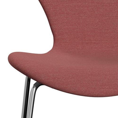 [product_category]-Fritz Hansen 3107 Chair Full Upholstery, Chrome/Steelcut Trio Pink/Red/Black-Fritz Hansen-3107FU-STR636-CST-FRI-6