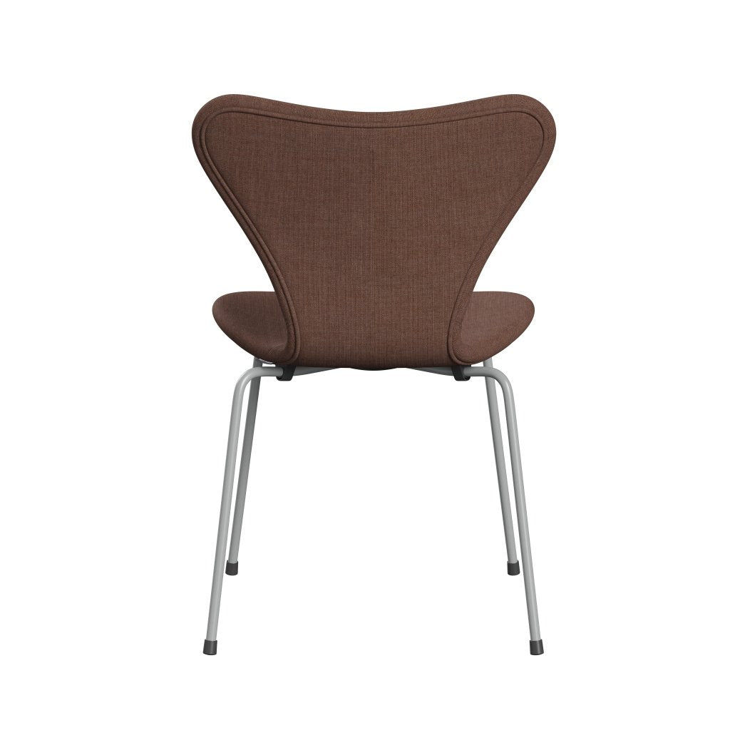 Fritz Hansen 3107 Silla tapicería completa, nueve grises/lienzo castaño marrón