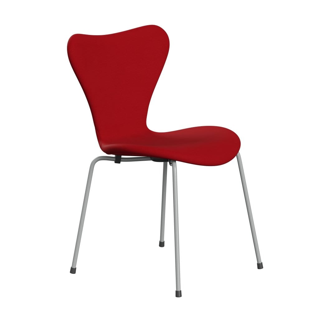 Fritz Hansen 3107 chaise complète complète, neuf gris / renom rouge (F64089)