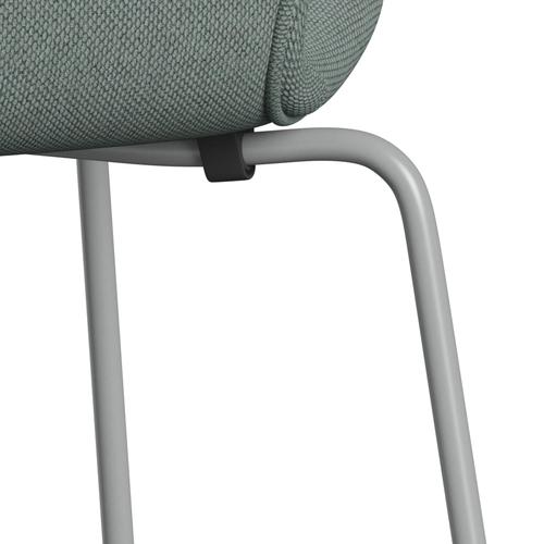 Fritz Hansen 3107 Chair Full Upholstery, Nine Grey/Re Wool Light Aquamarine/Natural