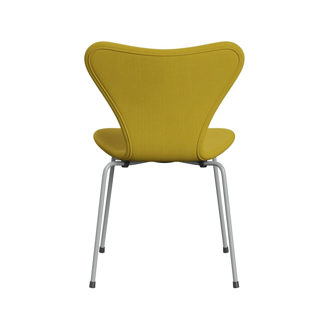 Fritz Hansen 3107 Silla tapicería completa, nueve grises/escamas de color verde claro/amarillo