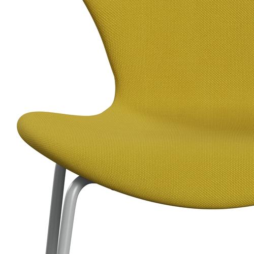 Fritz Hansen 3107 Stol Fuld polstring, ni grå/stålcut lysegrøn/gul