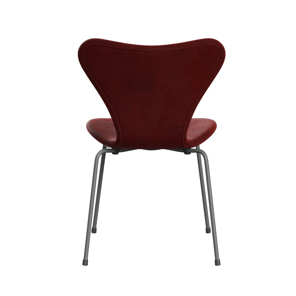 [product_category]-Fritz Hansen 3107 Chair Full Upholstery, Silver Grey/Belfast Velvet Autumn Red-Fritz Hansen-3107FU-BEL255-SIGREY-FRI-4