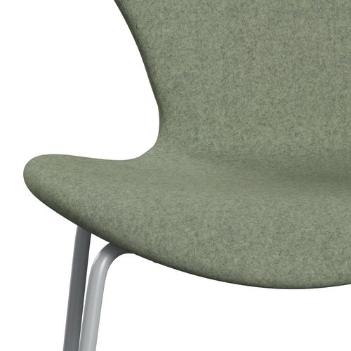 Fritz Hansen 3107 Chair Full Upholstery, Silver Grey/Divina Melange Light Green