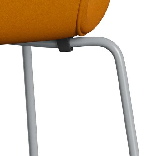 Fritz Hansen 3107 chaise complète complète, moutarde gris argenté / divina