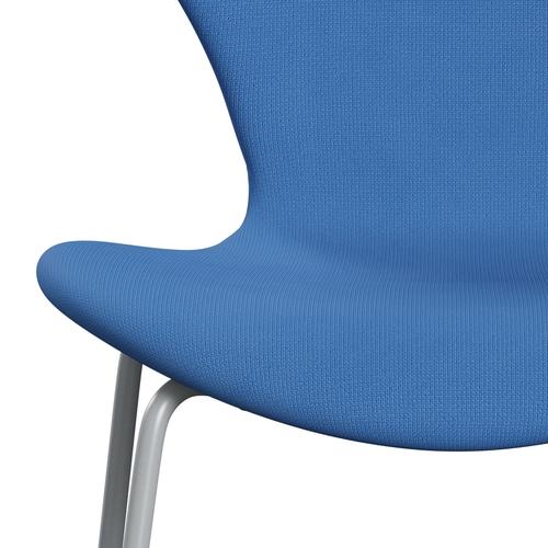 [product_category]-Fritz Hansen 3107 Chair Full Upholstery, Silver Grey/Fame Turquoise (F66118)-Fritz Hansen-3107FU-F66118-SIGREY-FRI-6