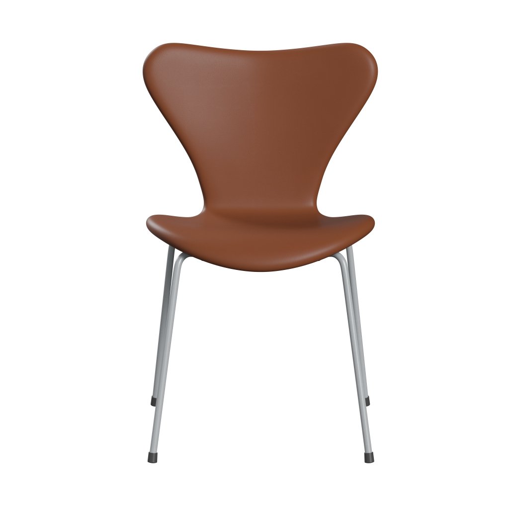 [product_category]-Fritz Hansen 3107 Chair Full Upholstery, Silver Grey/Soft Cognac-Fritz Hansen-3107FU-SOTAN-SIGREY-FRI-1