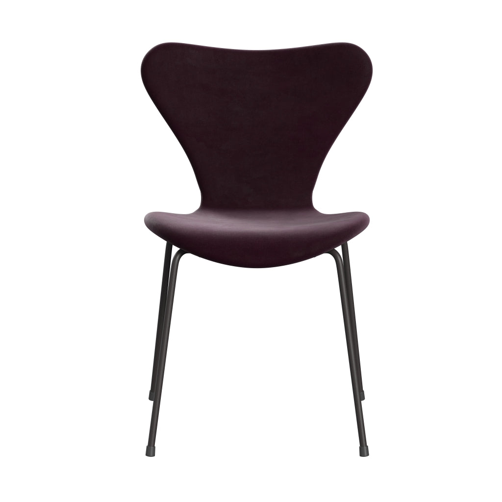 [product_category]-Fritz Hansen 3107 Chair Full Upholstery, Warm Graphite/Belfast Velvet Dark Plum-Fritz Hansen-3107FU-BEL232-WARGRA-FRI-1