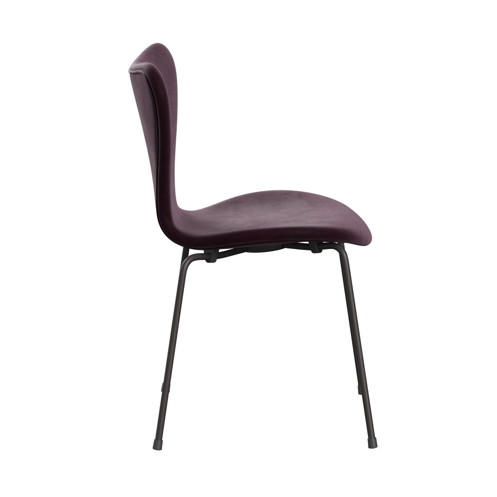 [product_category]-Fritz Hansen 3107 Chair Full Upholstery, Warm Graphite/Belfast Velvet Dark Plum-Fritz Hansen-3107FU-BEL232-WARGRA-FRI-3