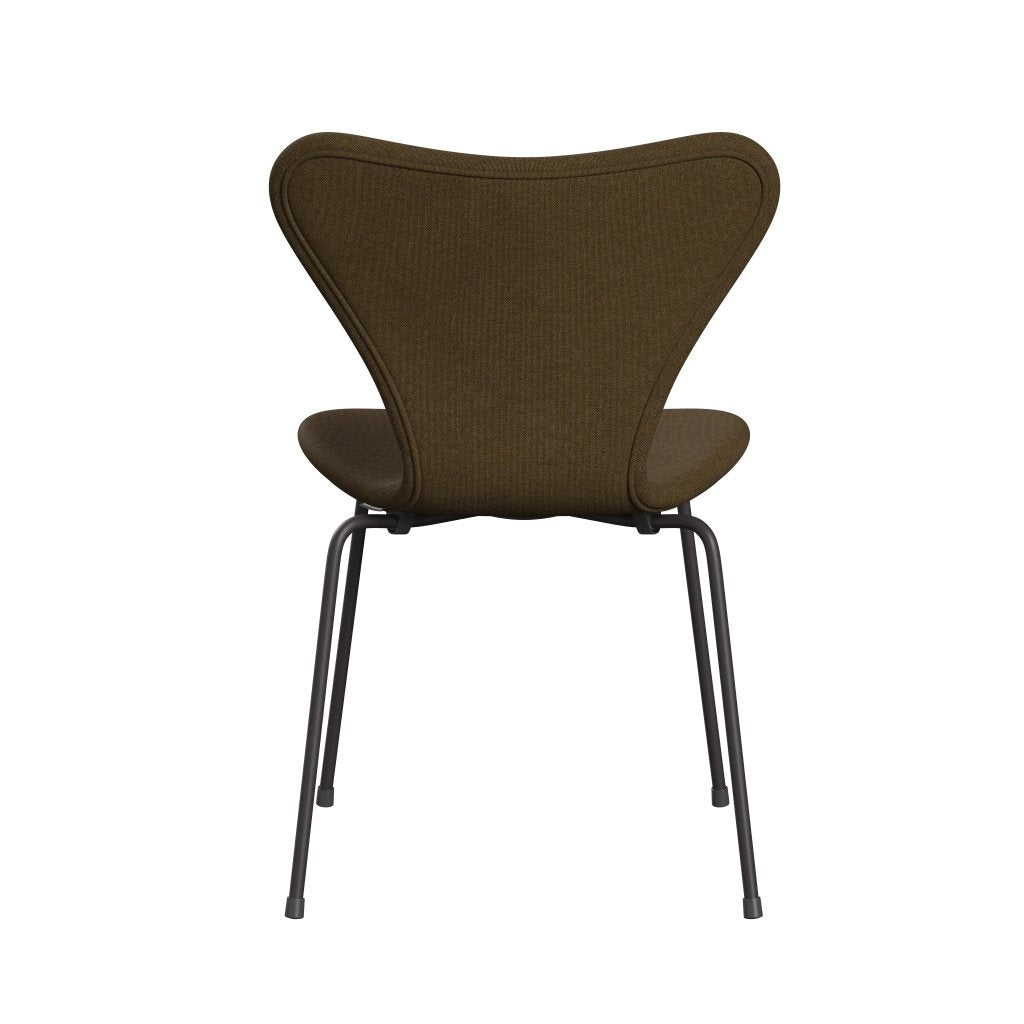 Fritz Hansen 3107 Silla tapicería completa, grafito cálido/lienzo otoño beige