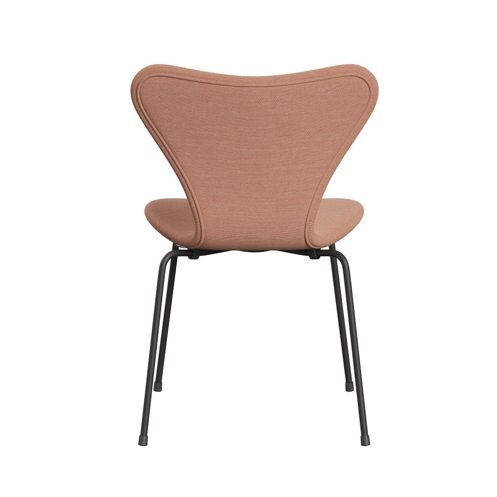 Fritz Hansen 3107 Silla tapicería completa, grafito cálido/trío de chupetón de acero blanco y rojo