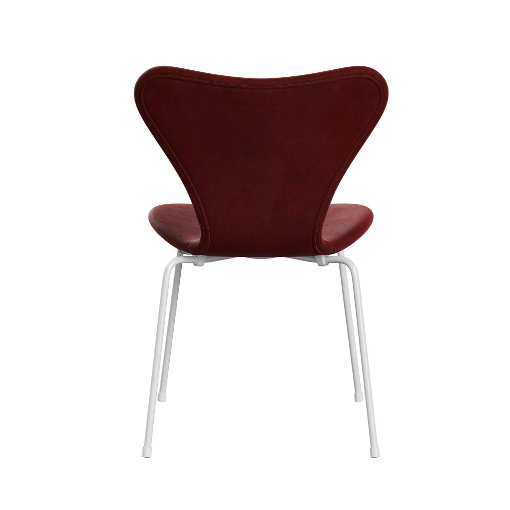 [product_category]-Fritz Hansen 3107 Chair Full Upholstery, White/Belfast Velvet Autumn Red-Fritz Hansen-3107FU-BEL255-DRWH-FRI-4