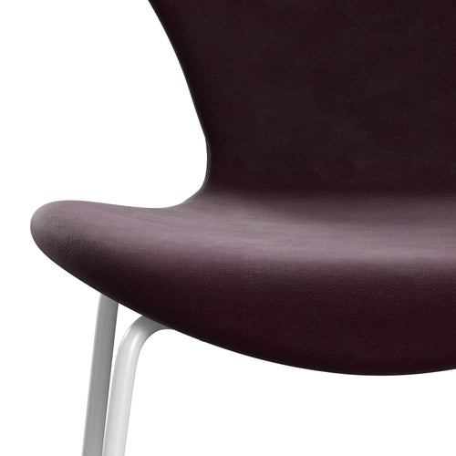 [product_category]-Fritz Hansen 3107 Chair Full Upholstery, White/Belfast Velvet Dark Plum-Fritz Hansen-3107FU-BEL232-DRWH-FRI-6