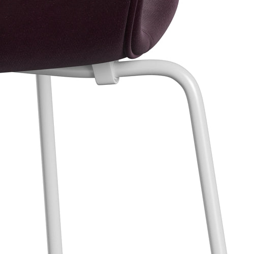 [product_category]-Fritz Hansen 3107 Chair Full Upholstery, White/Belfast Velvet Dark Plum-Fritz Hansen-3107FU-BEL232-DRWH-FRI-7