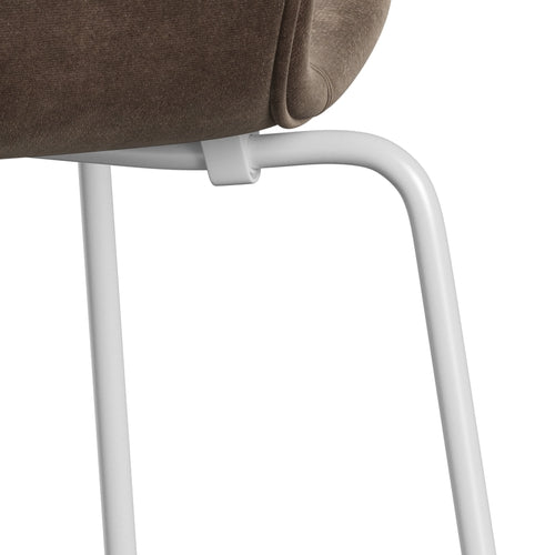 [product_category]-Fritz Hansen 3107 Chair Full Upholstery, White/Belfast Velvet Grey Brown-Fritz Hansen-3107FU-BEL772-DRWH-FRI-7