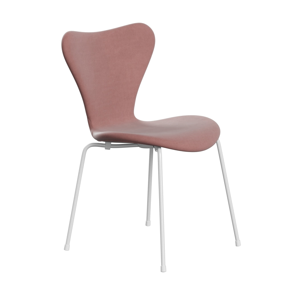 [product_category]-Fritz Hansen 3107 Chair Full Upholstery, White/Belfast Velvet Misty Rose-Fritz Hansen-3107FU-BEL593-DRWH-FRI-2