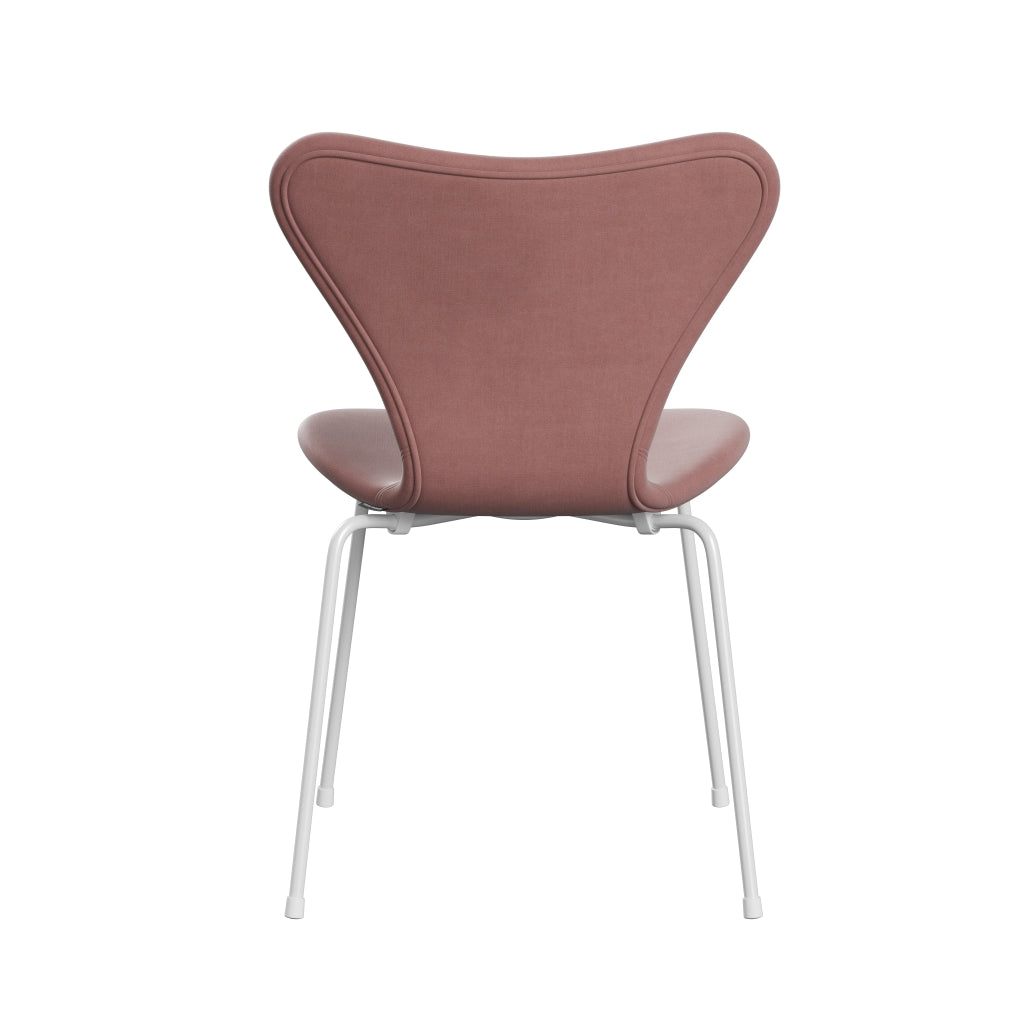 [product_category]-Fritz Hansen 3107 Chair Full Upholstery, White/Belfast Velvet Misty Rose-Fritz Hansen-3107FU-BEL593-DRWH-FRI-4