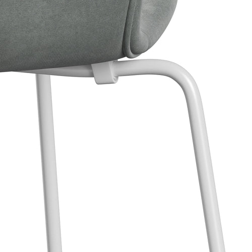 [product_category]-Fritz Hansen 3107 Chair Full Upholstery, White/Belfast Velvet Seal Grey-Fritz Hansen-3107FU-BEL139-DRWH-FRI-7