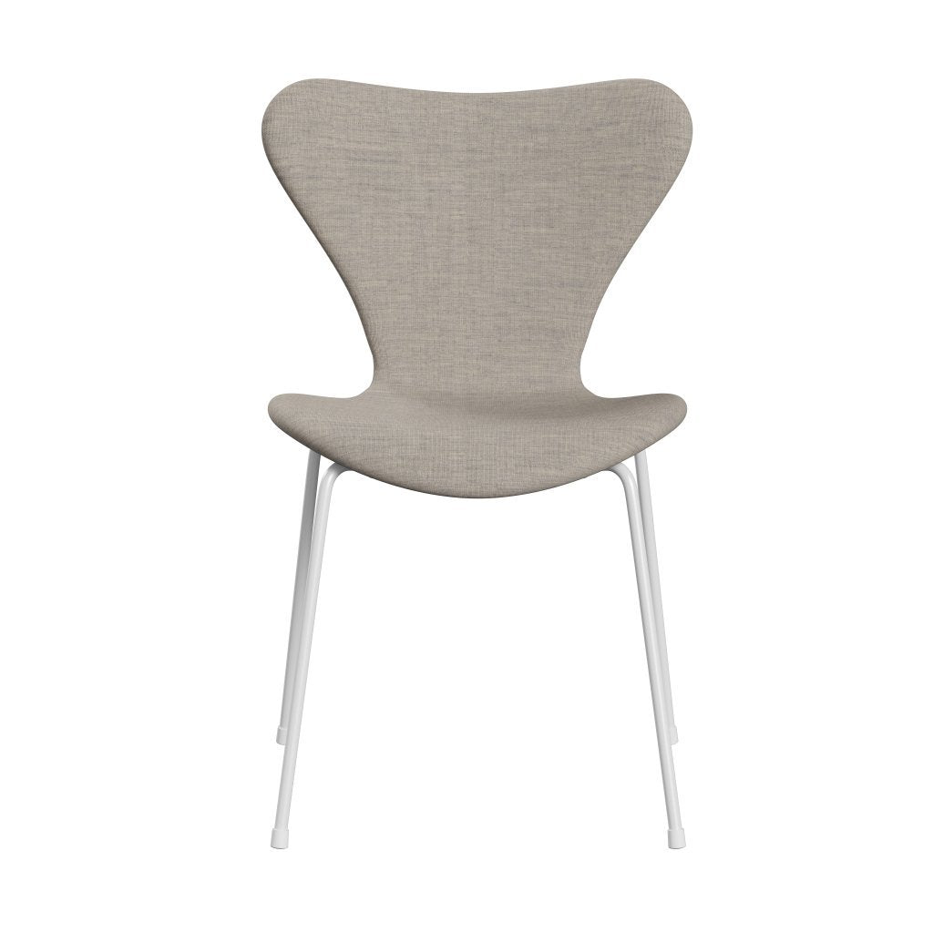 [product_category]-Fritz Hansen 3107 Chair Full Upholstery, White/Canvas Beige-Fritz Hansen-3107FU-CA0114-DRWH-FRI-1