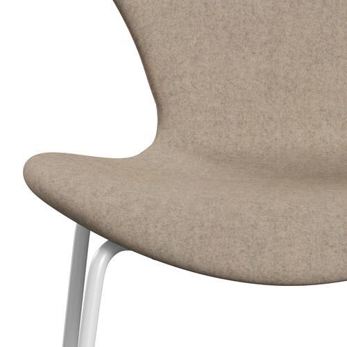 [product_category]-Fritz Hansen 3107 Chair Full Upholstery, White/Divina Md Sand Colours-Fritz Hansen-3107FU-DMD213-DRWH-FRI-6